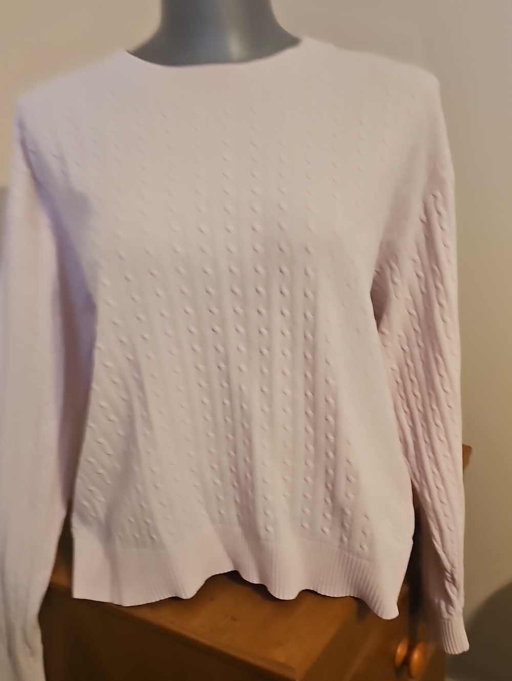 Calvin Klein Classic Crewneck Light Pink Cable Knit Sweater